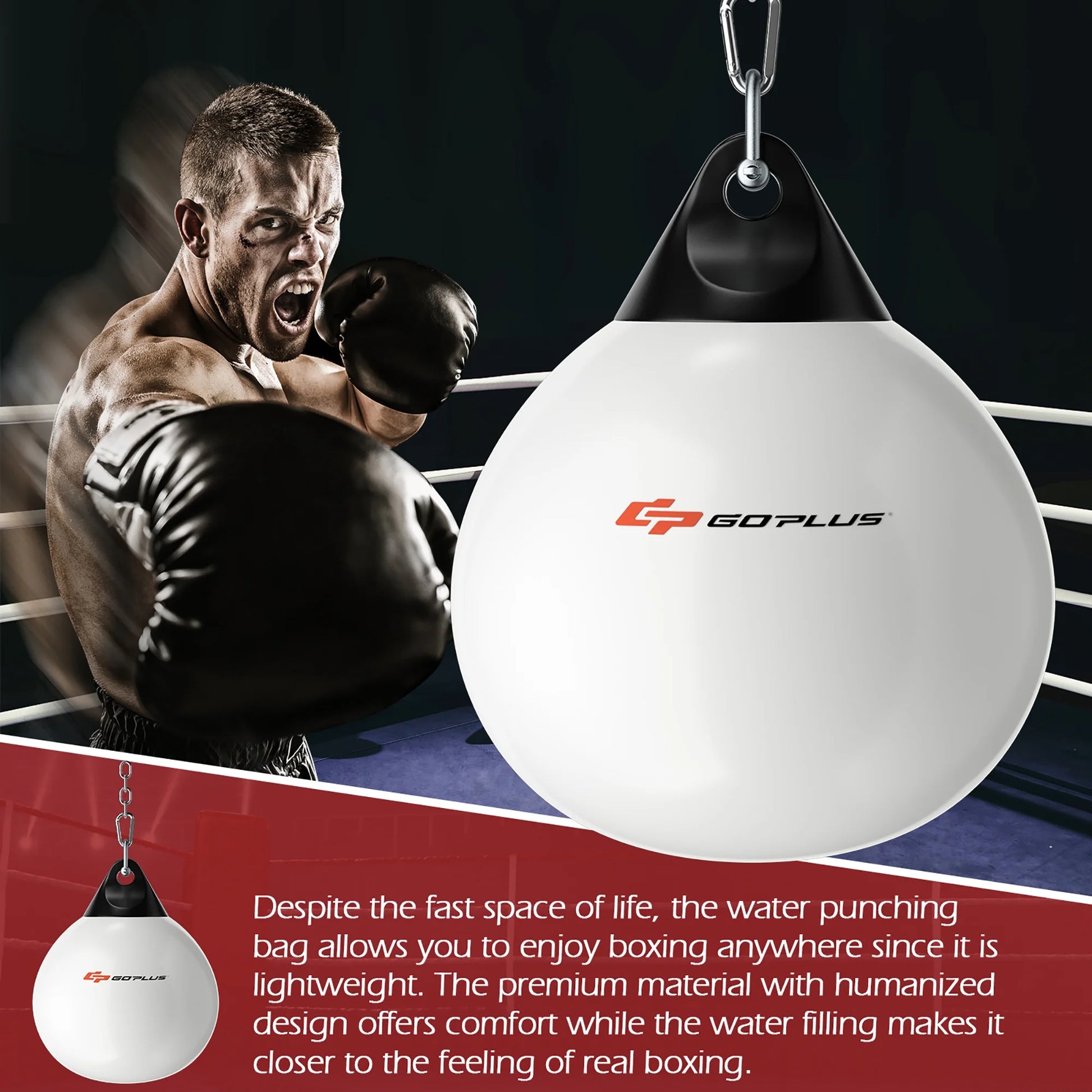 Goplus 18-Inch 110 lbs Heavy Water-Filled Aqua Training Boxing Bag for Home Gym - White