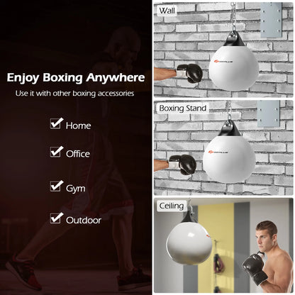 Goplus 18-Inch 110 lbs Heavy Water-Filled Aqua Training Boxing Bag for Home Gym - White